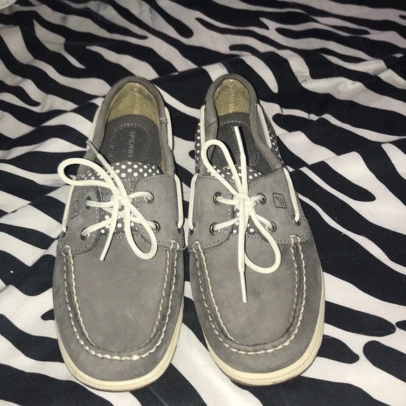 Grey Polka Dot Sperrys - Picture 1 of 3